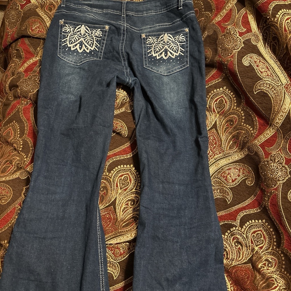 Embroidered Blue Women's Jeans